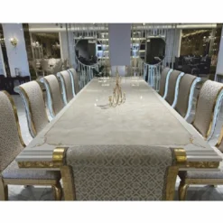 Casa Padrino Luxus Barock Esstisch Creme / Weiß / Gold 350 cm - Barock Esszimmer Möbel