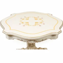 Casa Padrino Luxus Barock Esstisch Weiß / Braun Ø 120 cm - Barock Esszimmer Möbel