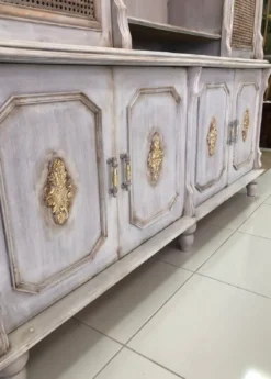 Casa Padrino Luxus Barock Esszimmer Schrank Antik Grau / Antik Gold