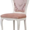 Casa Padrino Luxus Barock Esszimmer Stuhl mit elegantem Muster Rosa / Weiß - Barockstil Küchen Stuhl - Prunkvolle Luxus Esszimmer Möbel im Barockstil - Barock Möbel