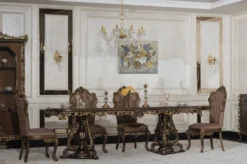 Casa Padrino Luxus Barock Esszimmer Stuhl 6er Set Grau / Braun / Gold - Prunkvolle Barockstil Küchen Stühle - Luxus Esszimmer Möbel im Barockstil - Barock Esszimmer Möbel - Barockstil Möbel