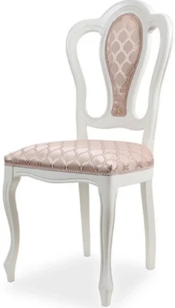 Casa Padrino Luxus Barock Esszimmer Stuhl 6er Set mit Muster Rosa / Weiß - Prunkvolle Barockstil Küchen Stühle - Luxus Esszimmer Möbel im Barockstil - Edel & Prunkvoll