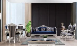 Casa Padrino Luxus Barock Esstisch Schwarz / Gold / Silber - Edler Massivholz Esszimmertisch mit Spiegelglas - Barock Esszimmer Möbel - Edel & Prunkvoll