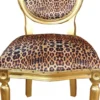 Casa Padrino Luxus Barock Esszimmer Set Medaillon Leopard / Gold 50 x 52 x H. 99 cm - 6 handgefertigte Esszimmerstühle - Barock Esszimmermöbel