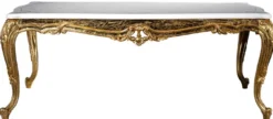 Casa Padrino Luxus Barock Esstisch Weiß / Gold 202 x 102 x H. 80 cm - Massivholz Küchentisch - Esszimmertisch - Prunkvolle Esszimmer Möbel im Barockstil
