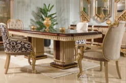 Casa Padrino Luxus Barock Esszimmer Stuhl mit Armlehnen Grau / Weiß / Schwarz / Gold H. 94 cm