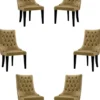 Casa Padrino Luxus Barock Esszimmer Stuhl Set Gold / Schwarz / Silber 54 x 55 x H. 110 cm - Edle Küchen Stühle mit Samtstoff - Barock Stühle 6er Set - Esszimmer Möbel
