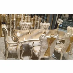 Casa Padrino Luxus Barock Esszimmer Stuhl mit Armlehnen Gold / Weiß / Grau / Gold H. 110 cm - Barock Möbel