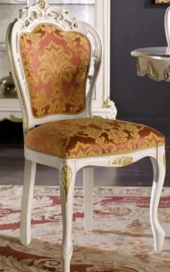 Casa Padrino Luxus Barock Esszimmer Stuhl Bordeauxrot / Weiß / Gold - Prunkvoller Barockstil Massivholz Stuhl mit elegantem Muster - Barock Esszimmer Möbel - Luxus Qualität - Made in Italy