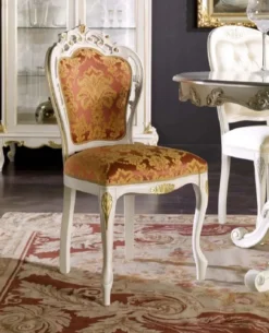 Casa Padrino Luxus Barock Esszimmer Stuhl Bordeauxrot / Weiß / Gold - Prunkvoller Barockstil Massivholz Stuhl mit elegantem Muster - Barock Esszimmer Möbel - Luxus Qualität - Made in Italy