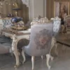 Casa Padrino Luxus Barock Esszimmerstuhl Set Silber / Creme / Gold - 6 Küchen Stühle im Barockstil - Barock Esszimmer Möbel