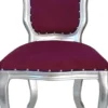 Casa Padrino Luxus Barock Esszimmer Set Louis Lila / Silber 50 x 60 x H. 104 cm - 4 handgefertigte Esszimmerstühle - Barock Esszimmermöbel - Made in Italy