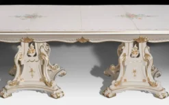 Casa Padrino Luxus Barock Esstisch Elfenbein / Mehrfarbig / Gold 700 cm - Riesiger Massivholz Esszimmertisch im Barockstil - Barock Esszimmer & Hotel Möbel - Luxus Qualität - Made in Italy