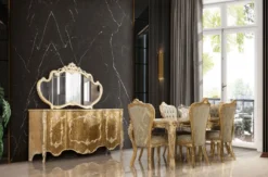 Casa Padrino Luxus Barock Esszimmer Stuhl 8er Set Grün / Antik Gold - Prunkvolle Barockstil Küchen Stühle - Luxus Barockstil Esszimmer Möbel - Barock Esszimmer Möbel - Barockstil Möbel