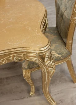 Casa Padrino Luxus Barock Esszimmer Stuhl 8er Set Grün / Antik Gold - Prunkvolle Barockstil Küchen Stühle - Luxus Barockstil Esszimmer Möbel - Barock Esszimmer Möbel - Barockstil Möbel