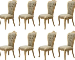 Casa Padrino Luxus Barock Esszimmer Stuhl 8er Set Grün / Antik Gold - Prunkvolle Barockstil Küchen Stühle - Luxus Barockstil Esszimmer Möbel - Barock Esszimmer Möbel - Barockstil Möbel