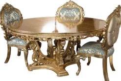 Casa Padrino Luxus Barock Esszimmer Stuhl 4er Set Türkis / Gold - Prunkvolle Barockstil Küchen Stühle - Luxus Esszimmer Möbel im Barockstil - Barock Esszimmer Möbel - Barockstil Möbel