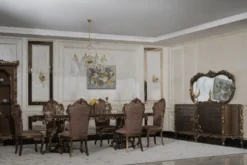 Casa Padrino Luxus Barock Esszimmer Stuhl 8er Set Grau / Braun / Gold - Prunkvolle Barockstil Küchen Stühle - Luxus Esszimmer Möbel im Barockstil - Barock Esszimmer Möbel - Barockstil Möbel