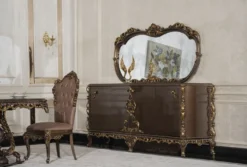 Casa Padrino Luxus Barock Esszimmer Stuhl 8er Set Grau / Braun / Gold - Prunkvolle Barockstil Küchen Stühle - Luxus Esszimmer Möbel im Barockstil - Barock Esszimmer Möbel - Barockstil Möbel