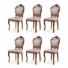 Casa Padrino Luxus Barock Esszimmer Stuhl 6er Set mit Muster Grau / Braun H. 102 cm