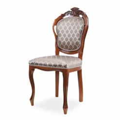 Casa Padrino Luxus Barock Esszimmer Stuhl 6er Set mit Muster Grau / Braun H. 102 cm