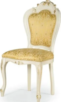 Casa Padrino Luxus Barock Esszimmer Stuhl Set Gold / Weiß / Gold 50 x 50 x H. 103 cm - Barock Küchen Stühle 6er Set - Esszimmer Möbel im Barockstil