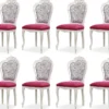 Casa Padrino Luxus Barock Esszimmer Stuhl 8er Set Dunkelrosa / Schwarz / Weiß - Barockstil Küchen Stühle - Prunkvolle Luxus Esszimmer Möbel im Barockstil - Edel & Prunkvoll