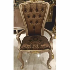 Casa Padrino Luxus Barock Esszimmer Stuhl mit Armlehnen Schwarz / Grau / Gold H. 113 cm - Barock Möbel