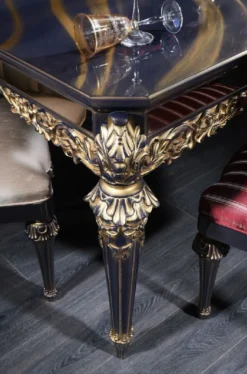 Casa Padrino Luxus Barock Esszimmer Set - 1 Esstisch & 6 Esszimmerstühle - Handgefertigte Esszimmer Möbel im Barockstil