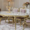 Casa Padrino Luxus Barock Esszimmer Set Rosa / Weiß / Gold - 1 ovaler Esstisch & 6 Esszimmerstühle - Prunkvolle Esszimmer Möbel im Barockstil