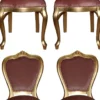 Casa Padrino Luxus Barock Esszimmer Set Rosa / Gold 45 x 46 x H. 99 cm - 4 handgefertigte Esszimmerstühle - Barock Esszimmermöbel