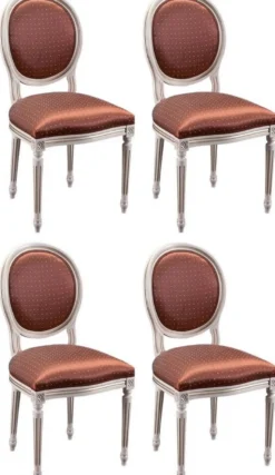 Casa Padrino Luxus Barock Esszimmer Stuhl 4er Set Bordeaurot / Weiß