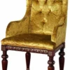 Casa Padrino Luxus Barock Esszimmer Stuhl mit Armlehnen Gold / Dunkelbraun - Made in Italy