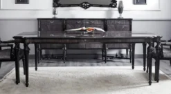 Casa Padrino Luxus Barock Esstisch Grau / Schwarz - Handgefertigter Massivholz Esszimmertisch - Luxus Esszimmer Möbel im Barockstil - Barock Möbel - Barock Einrichtung
