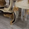 Casa Padrino Luxus Barock Esszimmerstuhl 6er Set Weiß / Creme / Beige / Schwarz / Gold - Barockstil Küchenstühle mit Muster - Luxus Esszimmer Möbel im Barockstil - Barock Esszimmer Möbel