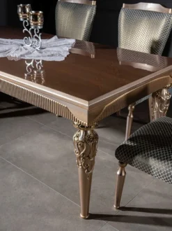 Casa Padrino Luxus Barock Esszimmer Set Grün / Silber / Kupfer / Gold - 1 Esstisch & 6 Esszimmerstühle - Barock Esszimmer Möbel - Edel & Prunkvoll