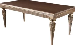 Casa Padrino Luxus Barock Esszimmer Set Grün / Silber / Kupfer / Gold - 1 Esstisch & 6 Esszimmerstühle - Barock Esszimmer Möbel - Edel & Prunkvoll