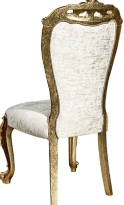 Casa Padrino Luxus Barock Esszimmer Stuhl Set Weiß / Gold / Braun / Gold 57 x 54 x H. 115 cm - Edles Küchen Stühle 6er Set im Barockstil - Barock Esszimmer Möbel