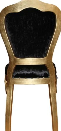 Casa Padrino Luxus Barock Esszimmer Set Schwarz / Gold 45 x 46 x H. 99 cm - 6 handgefertigte Esszimmerstühle - Barock Esszimmermöbel