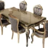 Casa Padrino Luxus Barock Esszimmer Set Lila / Antik Gold / Schwarz - 1 Barock Esstisch & 6 Barock Esszimmerstühle - Luxus Esszimmer Möbel im Barockstil - Prunkvolle Barock Esszimmer Möbel