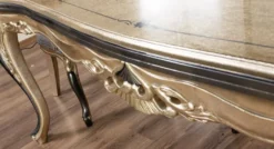 Casa Padrino Luxus Barock Esszimmer Set Lila / Antik Gold / Schwarz - 1 Barock Esstisch & 6 Barock Esszimmerstühle - Luxus Esszimmer Möbel im Barockstil - Prunkvolle Barock Esszimmer Möbel