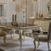 Casa Padrino Luxus Barock Esstisch Braun / Weiß / Gold - Handgefertigter Massivholz Küchentisch - Barock Esszimmer Möbel - Edel & Prunkvoll