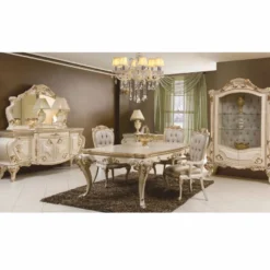 Casa Padrino Luxus Barock Esszimmer Set Grau / Creme / Gold - Barock Esszimmer Möbel