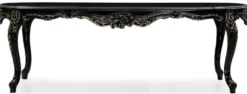Casa Padrino Luxus Barock Esszimmer Set Creme / Schwarz / Gold - 1 Barock Esstisch & 8 Barock Esszimmerstühle - Luxus Esszimmer Möbel im Barockstil - Prunkvolle Barock Esszimmer Möbel