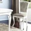 Casa Padrino Luxus Barock Esszimmer Stuhl Silber / Schwarz / Weiß / Silber - Barock Möbel - Made in Italy