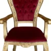 Casa Padrino Luxus Barock Esszimmer Stuhl Bordeauxrot / Gold - Handgefertigter Antik Stil Stuhl mit Armlehnen und edlem Samtstoff - Esszimmer Möbel im Barockstil