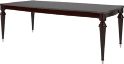 Casa Padrino Luxus Barock Esstisch Dunkelbraun Hochglanz / Silber 218 x 108 x H. 77 cm - Edler Massivholz Esszimmertisch - Hochwertige Esszimmer Möbel im Barockstil