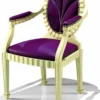 Casa Padrino Luxus Barock Esszimmer Stuhl mit Armlehnen Lila / Elfenbein - Made in Italy
