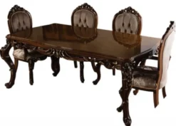 Casa Padrino Luxus Barock Esstisch Braun / Gold - Handgefertigter Massivholz Esszimmertisch im Barockstil - Prunkvolle Barock Esszimmer Möbel