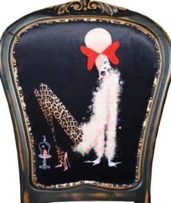 Casa Padrino Luxus Barock Esszimmer Set Dame mit High Heels Leopard / Schwarz / Braun 50 x 50 x H. 110 cm - 6 handgefertigte Esszimmerstühle - Barockmöbel
